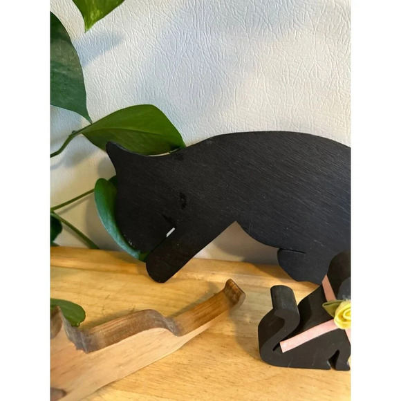 (4) Wooden Cat figurines - Picture 4 of 8